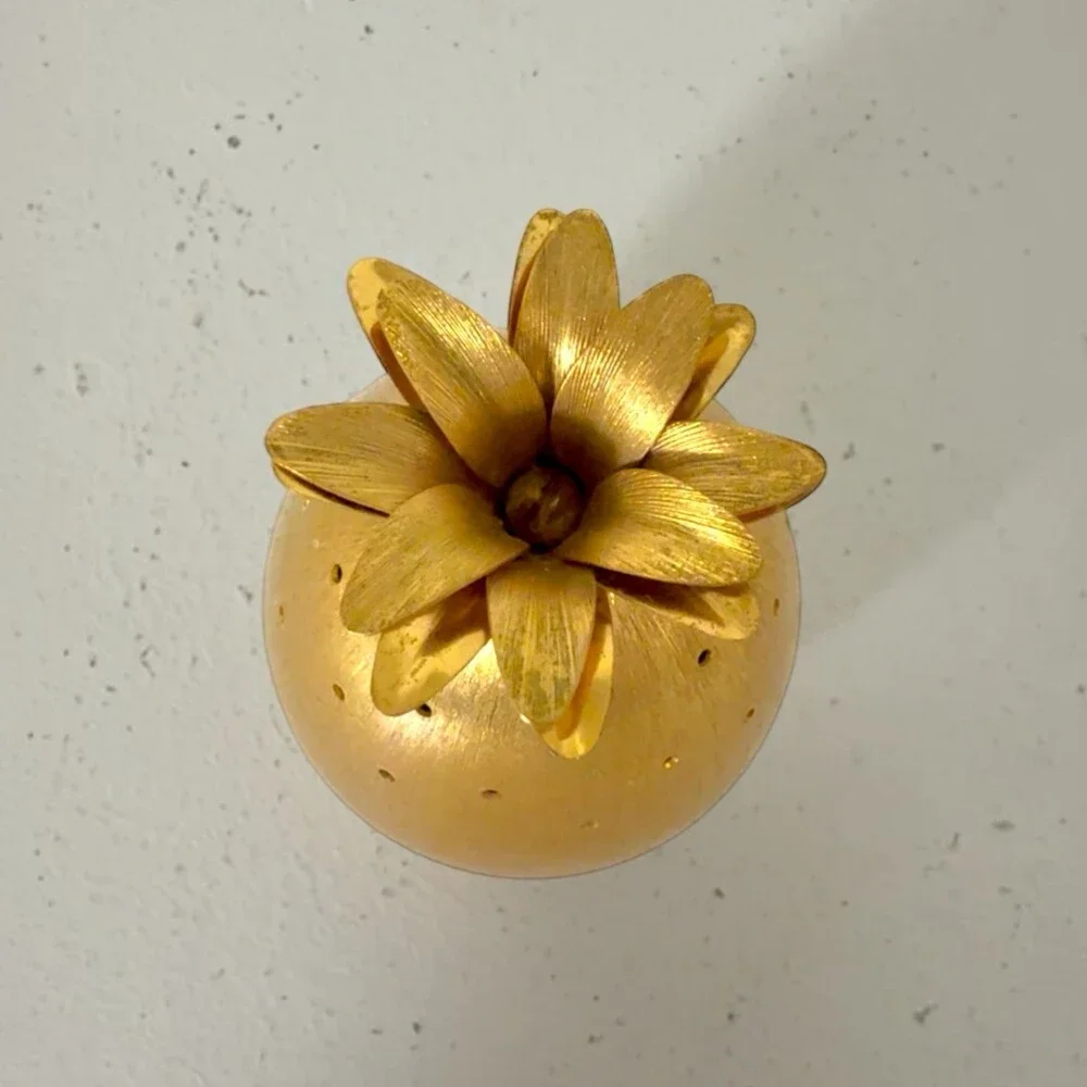 Vintage Napier Brushed Gold Pineapple Toothpick Holder Appetizer Hors d’Oeuvres